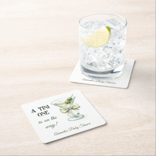 Retro-Minimalist A Tini One Martini-Baby-Shower Rechteckiger Pappuntersetzer