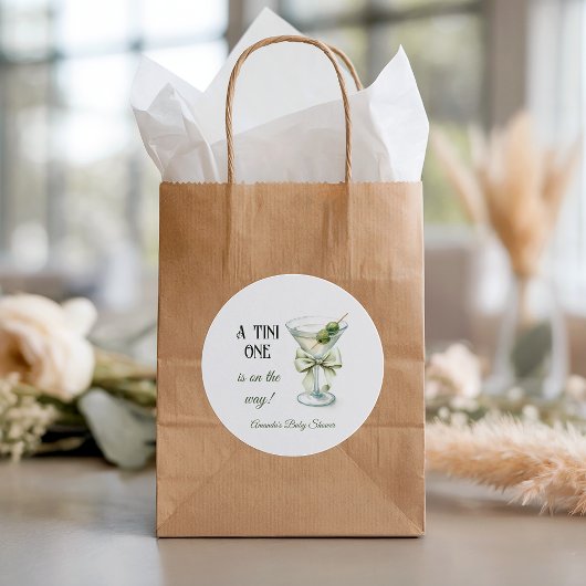 Retro Minimalist A Tini One Martini Baby Shower Runder Aufkleber