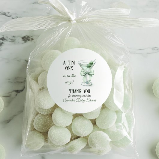 Retro Minimalist A Tini One Martini Baby Shower Runder Aufkleber