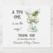 Retro Minimalist A Tini One Martini Baby Shower Schaumweinetikett (Einzelnes Label)