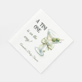 Retro Minimalist A Tini One Martini Baby Shower Serviette (Ecke)