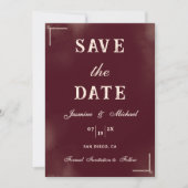 Retro Minimalist Burgundy & Ivory Classic Wedding Save The Date (Vorderseite)