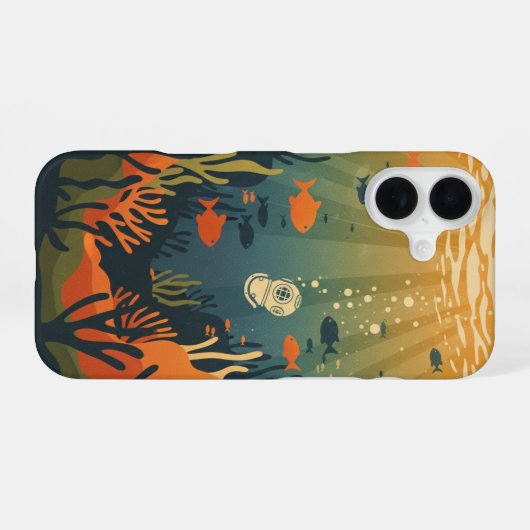 Retro Minimalist Fish iPhone 16 Hülle (Rückseite (Horizontal))