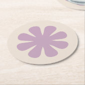 Retro Minimalist Groovy Flower in Lilac Purple Runder Pappuntersetzer (Angewinkelt)