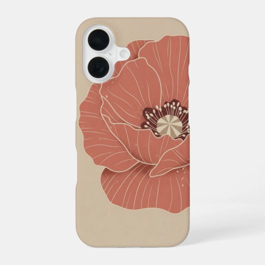 Retro-Minimalist-Klatschmohn iPhone 16 Hülle (Rückseite)