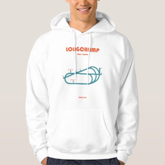 Retro-Minimalist Longchamp-Rennbahn Linienkunst Pr Hoodie (Vorderseite)