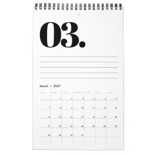 Retro-Minimalist ohne Foto Schwarz-Weiß 2027 Kalender