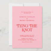 Retro Minimalist Pink and Red Modern Wedding Einladung (Vorderseite)