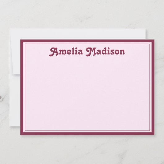 Retro Minimalist Pink Mitteilungskarte (Vorderseite)