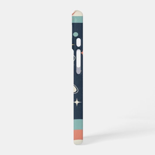 Retro Minimalist Planet with Rings iPhone 16 Hülle (Linke Seite)