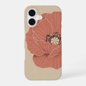 Retro Minimalist Poppy iPhone 16 Hülle (Rückseite)
