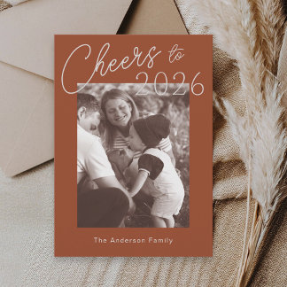 Retro Minimalist Red New Years Photo Feiertagskarte