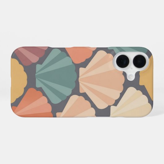 Retro Minimalist Shells / Retro Minimalist Seashel iPhone 16 Hülle (Rückseite (Horizontal))