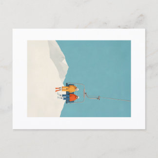 Retro Minimalist Ski Lift Illustration Postkarte