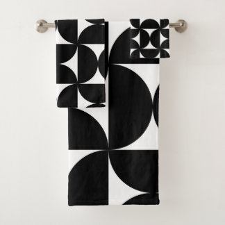 Retro Minimalist Style Black Geometric Bauhaus Badhandtuch Set