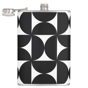 Retro Minimalist Style Black Geometric Bauhaus Flachmann