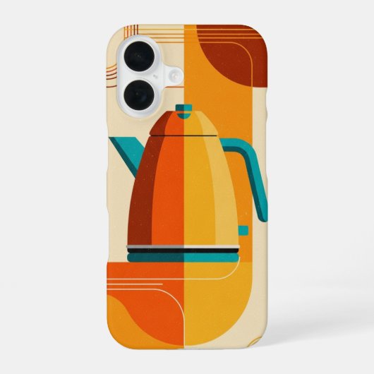 Retro-Minimalist-Wasserkocher iPhone 16 Hülle (Rückseite)