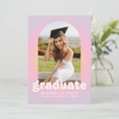 Retro Minimalistisch Arch Foto Abschluss Einladung (Stehend Vorderseite)