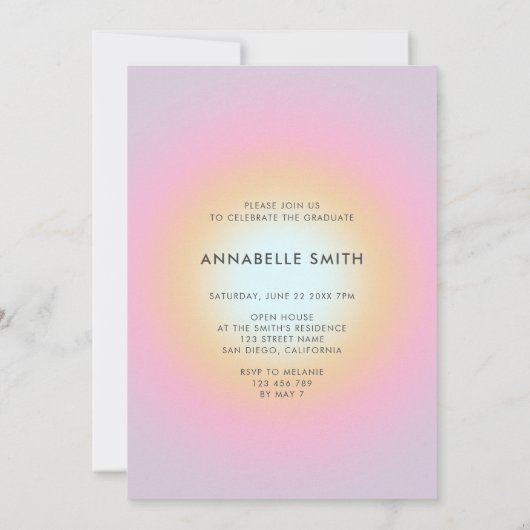 Retro Minimalistisch Arch Foto Abschluss Einladung (Rückseite)