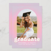 Retro Minimalistisch Arch Foto Abschluss Einladung (Vorne/Hinten)