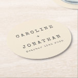 Retro Minimalistisch Cream Schreibmaschine Custom  Runder Pappuntersetzer<br><div class="desc">Retro Minimalistische Schreibmaschine Schriftart Custom Wedding Round Paper Untersetzer in Cream</div>