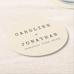 Retro Minimalistisch Cream Schreibmaschine Custom  Runder Pappuntersetzer