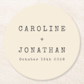 Retro Minimalistisch Cream Schreibmaschine Custom  Runder Pappuntersetzer (Vorderseite)