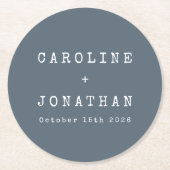 Retro Minimalistisch Dark Blue Schreibmaschine Wed Runder Pappuntersetzer (Vorderseite)