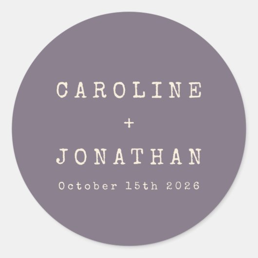 Retro Minimalistisch Dusty Lila Schreibmaschinenho Runder Aufkleber (Vorderseite)