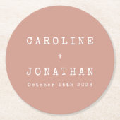 Retro Minimalistisch Dusty Rose Schreibmaschine Ho Runder Pappuntersetzer (Vorderseite)