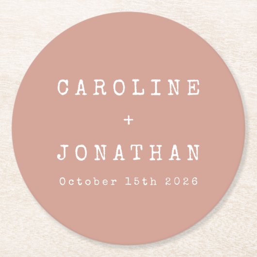 Retro Minimalistisch Dusty Rose Schreibmaschine Ho Runder Pappuntersetzer (Vorderseite)