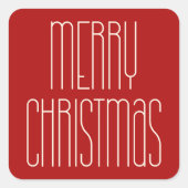 Retro Minimalistisch Frohe Weihnachten Rot Quadratischer Aufkleber (Vorderseite)