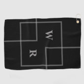 Retro Minimalistisch Geometric | Schwarz-Modern-Mo Golfhandtuch (Horizontal)