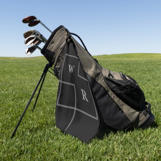 Retro Minimalistisch Geometric | Schwarz-Modern-Mo Golfhandtuch (Gras)
