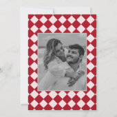 Retro Minimalistisch geprüfte Muster Red Wedding Einladung (Rückseite)