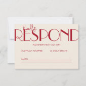 Retro Minimalistisch geprüfte Muster Red Wedding RSVP Karte (Vorderseite)