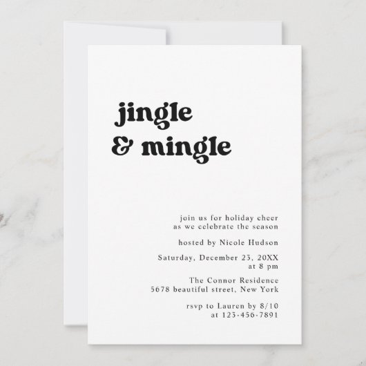 Retro Minimalistisch Jingle und Mingle Weihnachts- Einladung (Vorderseite)
