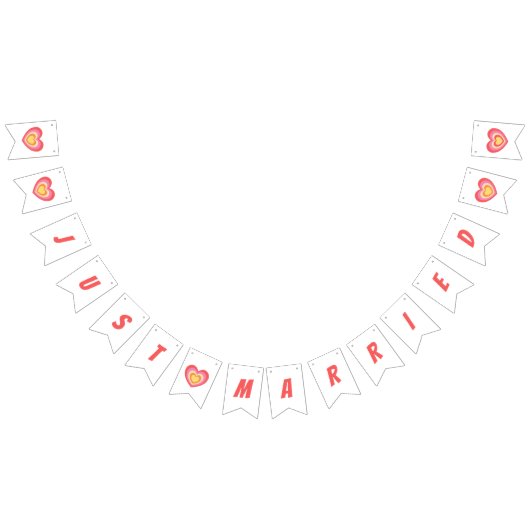 Retro Minimalistisch Just Married Newlyweds Wimpelkette (Alle)