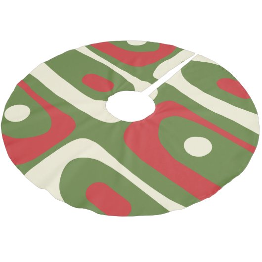 Retro Minimalistisch Mitte des Jahrhunderts Weihna Polyester Weihnachtsbaumdecke (Schrägansicht)