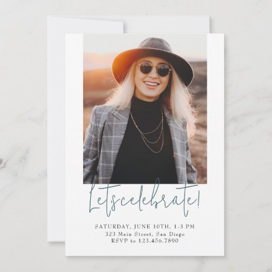 Retro Minimalistisch Modern Vertikal 5 Bilder Absc Einladung (Rückseite)