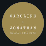 Retro Minimalistisch Ochre Schreibmaschine Custom  Runder Aufkleber<br><div class="desc">Retro Minimalistische Schreibmaschine Schriftart Custom Wedding Classic Round Sticker in Ochre</div>