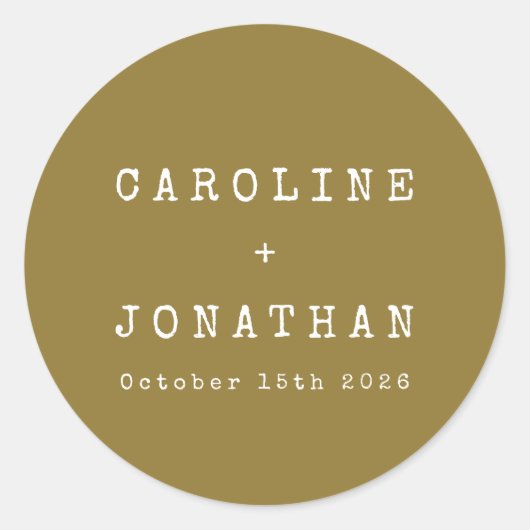 Retro Minimalistisch Ochre Schreibmaschine Custom Runder Aufkleber (Vorderseite)