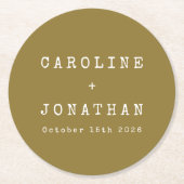 Retro Minimalistisch Ochre Schreibmaschine Custom  Runder Pappuntersetzer (Vorderseite)