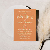 Retro Minimalistisch Orange Wedding Einladung