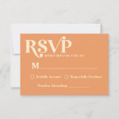 Retro Minimalistisch Orange Wedding RSVP (Vorderseite)