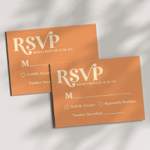 Retro Minimalistisch Orange Wedding RSVP