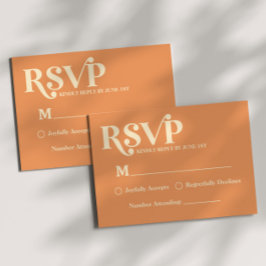 Retro Minimalistisch Orange Wedding RSVP Karte