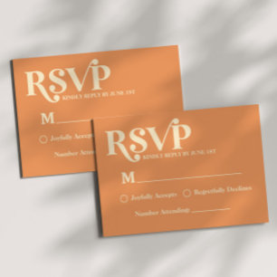 Retro Minimalistisch Orange Wedding RSVP Karte