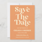Retro Minimalistisch Orange Wedding Save the Date  Einladung (Vorderseite)