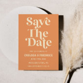 Retro Minimalistisch Orange Wedding Save the Date Einladung